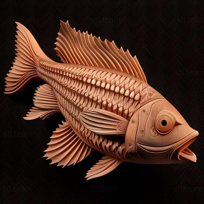 3D model Five  lane barbus fish (STL)